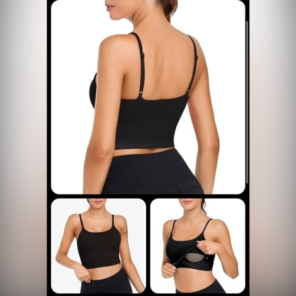 NWT AB-Eleven Camisole Longline Adjustable Strap Strappy padded Sports Bra sz M - Picture 2 of 7